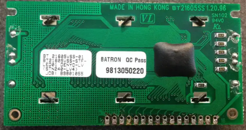 BT21605SS 1.20.96 SN102 94V0 KL LCD-Platine MADE IN HONG KONG