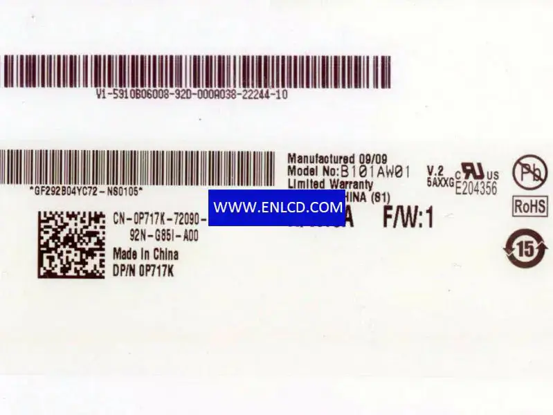 AUO B101AW01 V2 HW5A LCD panel