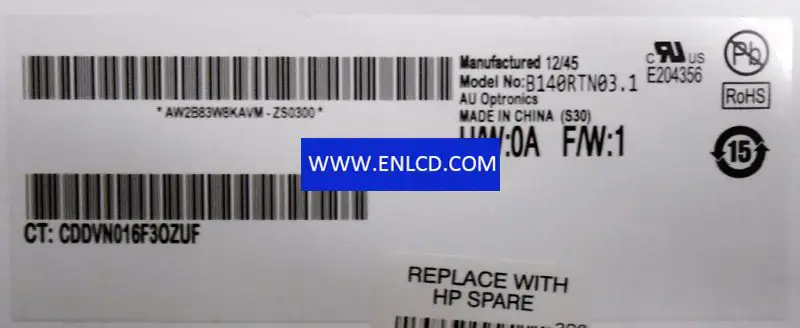 AUO B140RTN03.1 LCD panel replacement for Laptop