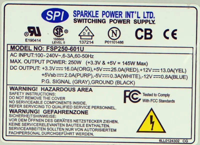 FSP FSP250-601U 250W AT 1U Netzteil