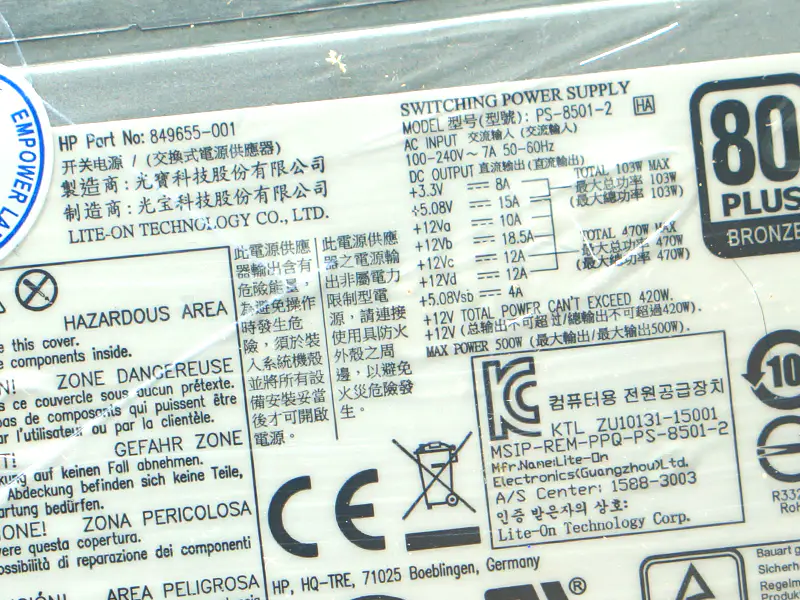 HP DPS-500AB-20A 746177-002 849655-003 PS-8501-2 849655-001 500W Power Supply