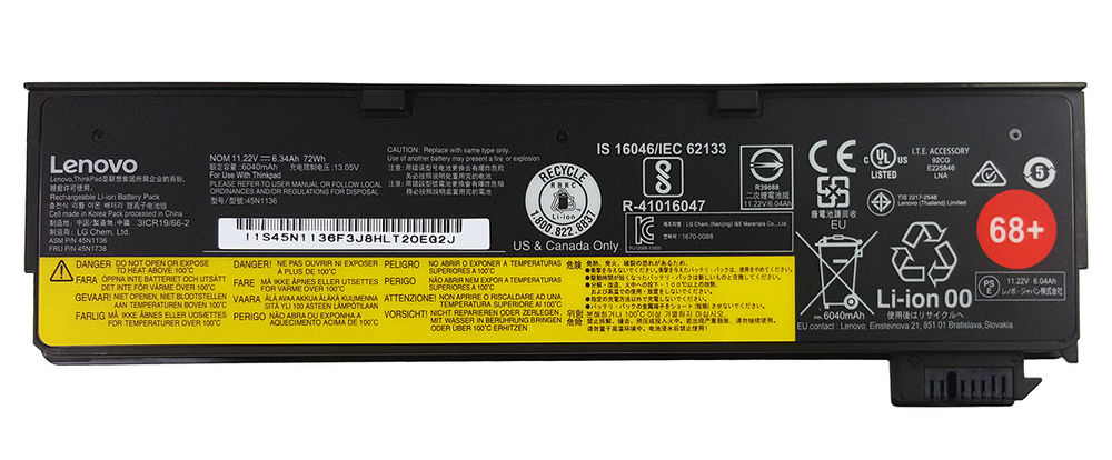 72Wh Batterie Lenovo ThinkPad T450 20DJ 68+ [FR-Lenovo-45N1128-72Wh-155]