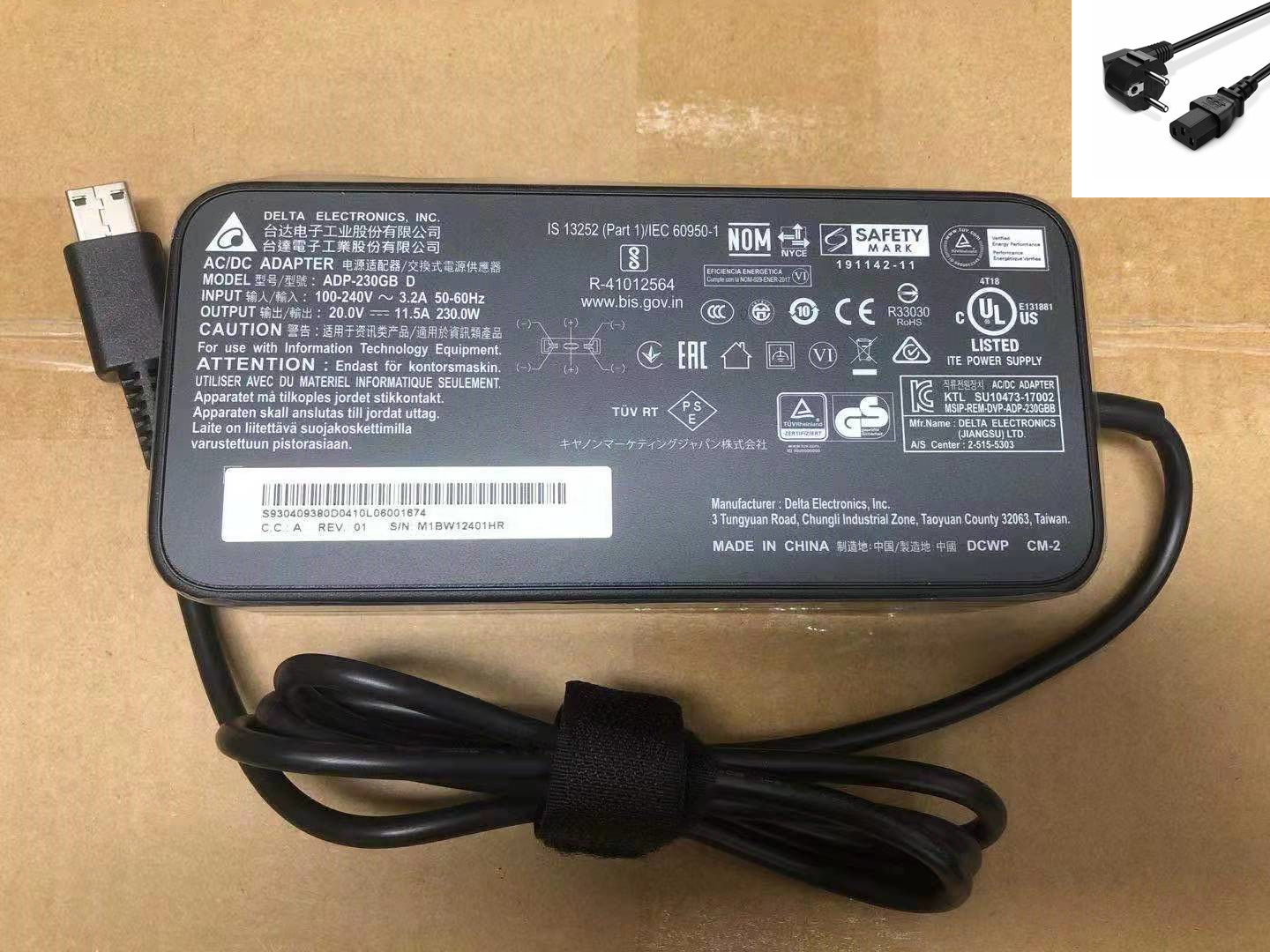 Adaptateur Secteur Chargeur 20V 11.5A Delta ADP-230GB D